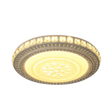 Simple Led White Flush Mount Ceiling Light For Bedroom - Crystal Block Round/Square Fixture