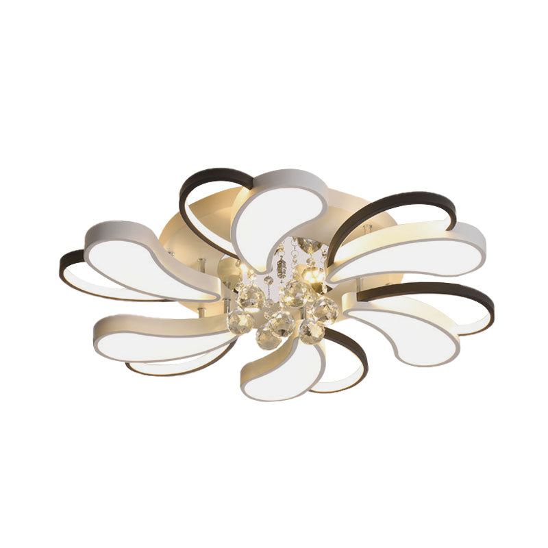 Spiral Heart Semi Flush Led Lamp With Crystal Droplet