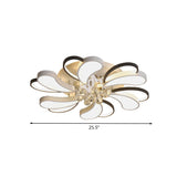 Spiral Heart Semi Flush Led Lamp With Crystal Droplet