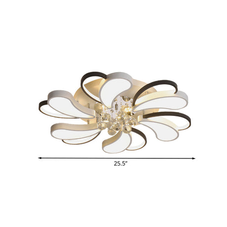 Spiral Heart Semi Flush Led Lamp With Crystal Droplet