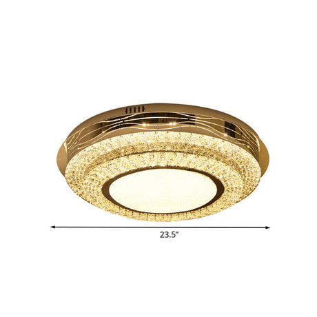 Stainless-Steel Crystal Led Bedroom Flush Mount Lamp: Modernist Round Flushmount Lighting