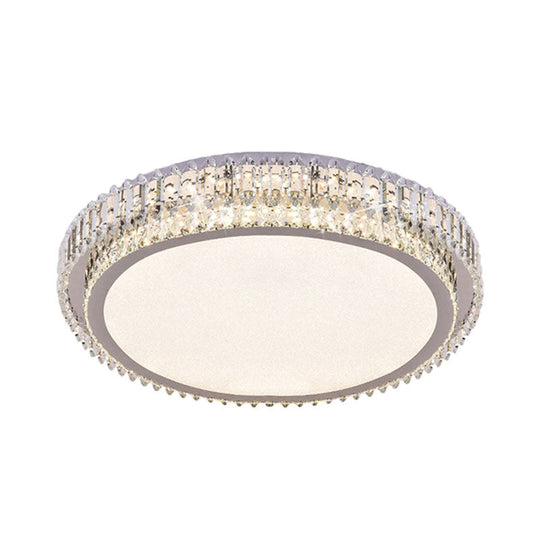 Crystal Block Led Ceiling Flush Mount With Clear Round Design - Sleek And Simplicity Lighting For