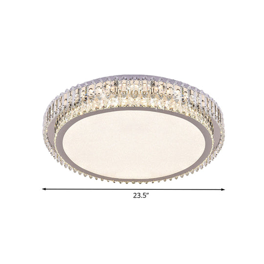 Crystal Block Led Ceiling Flush Mount With Clear Round Design - Sleek And Simplicity Lighting For