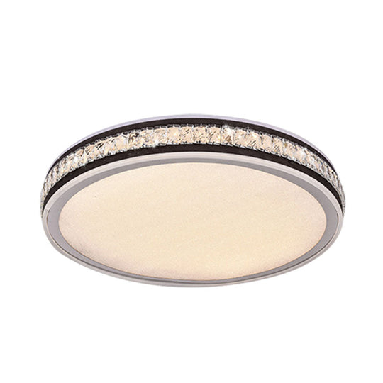 Minimal Led Crystal Flush Mount Ceiling Lamp In Black Finish