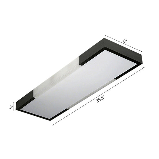 Sleek Simplicity Rectangular Flush Mount Lamp - 8/15 Wide Metal 24.5/35.5 Long Led Cloakroom Light