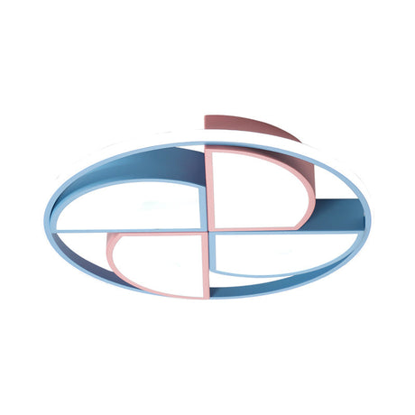 Blue And Pink Pinwheel Flush Light - Kids Led Ceiling Mount Forchild Room