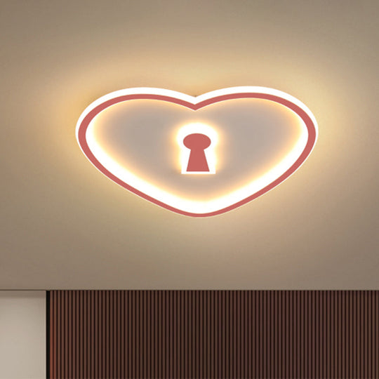 Minimalist Loving Heart Ultrathin Led Ceiling Light - Pink/White