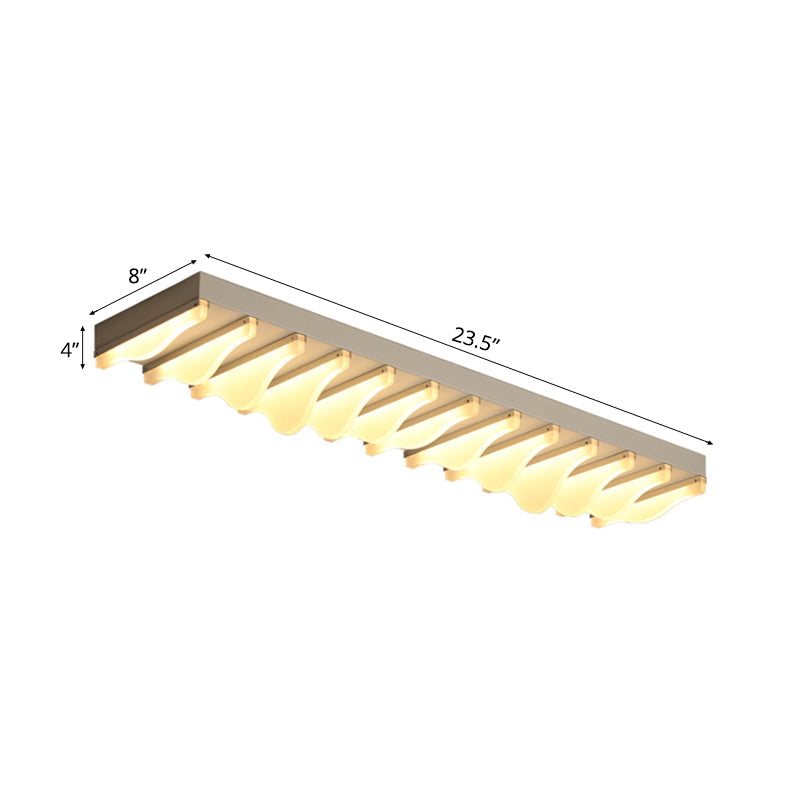 Modern Led Rectangular Ceiling Flush Light Fixture - 16/23.5/31.5 Wide White Flushmount Warm/White