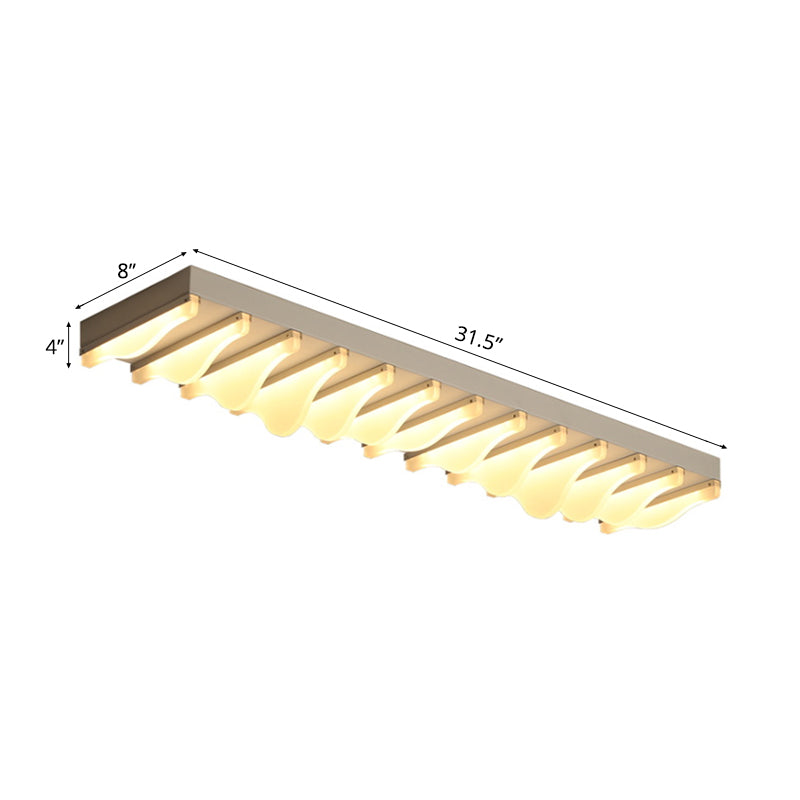 Modern Led Rectangular Ceiling Flush Light Fixture - 16/23.5/31.5 Wide White Flushmount Warm/White