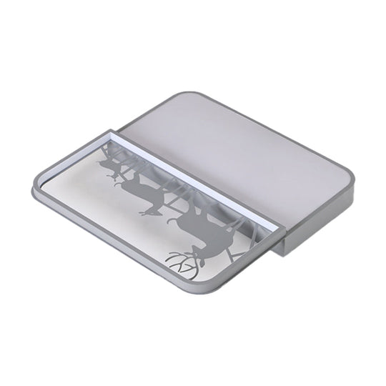 Modern Nordic Led Flush Ceiling Light - Black/Grey Deer Mount With Aluminum Square Shade