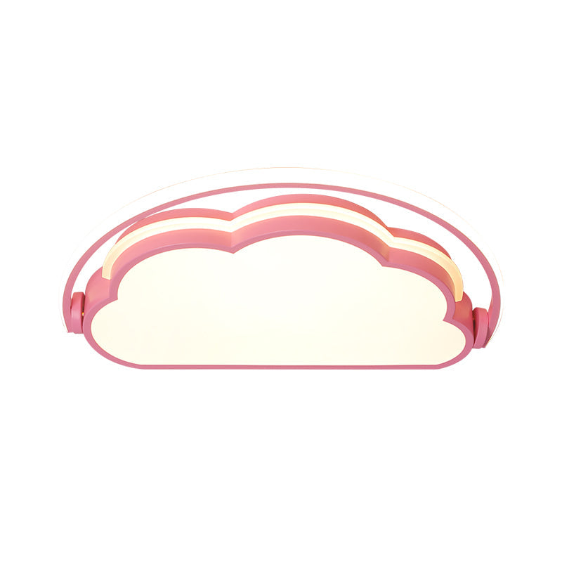 Cartoon Led Flush Mount Ceiling Light For Kids Bedrooms - Available In Pink White And Blue