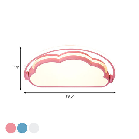 Cartoon Led Flush Mount Ceiling Light For Kids Bedrooms - Available In Pink White And Blue