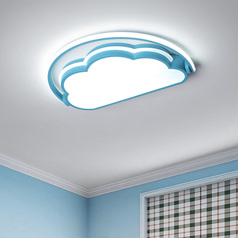 Cartoon Led Flush Mount Ceiling Light For Kids Bedrooms - Available In Pink White And Blue