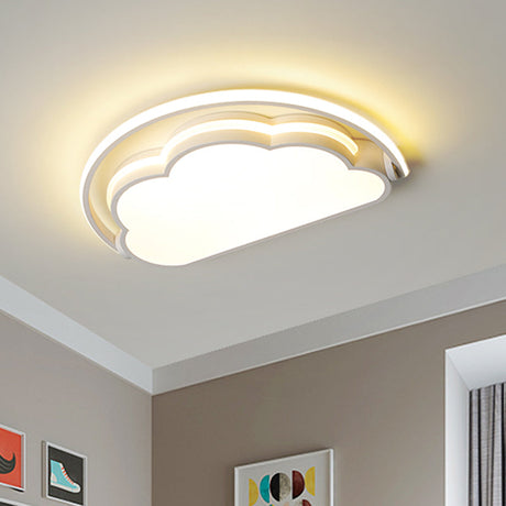 Cartoon Led Flush Mount Ceiling Light For Kids Bedrooms - Available In Pink White And Blue