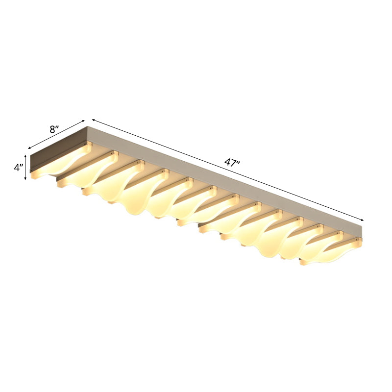 Modern Led Rectangular Ceiling Flush Light Fixture - 16/23.5/31.5 Wide White Flushmount Warm/White