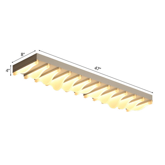 Modern Led Rectangular Ceiling Flush Light Fixture - 16/23.5/31.5 Wide White Flushmount Warm/White