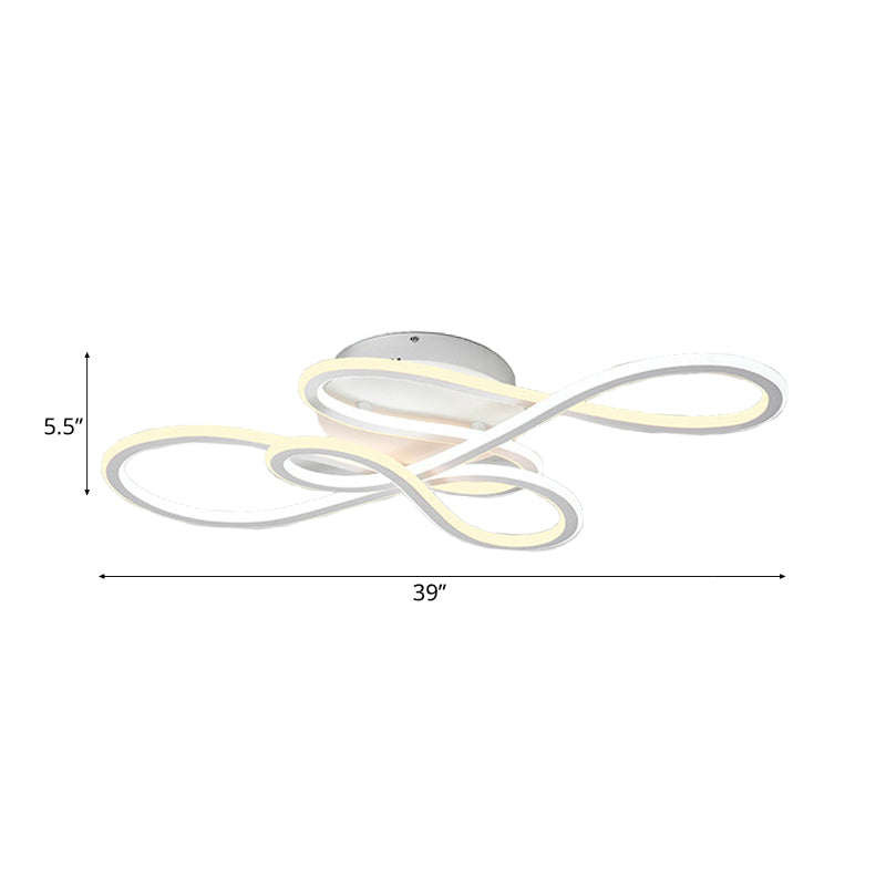 31.5’/39’ Modern Acrylic Led Semi - Flush Ceiling Light - Twisted Design Warm/White For Living Room