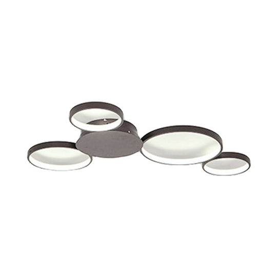 33.5’ - 47’ Wide White/Brown Ring Light Led Ceiling Flush Mount Lamp In Warm/White/Natural