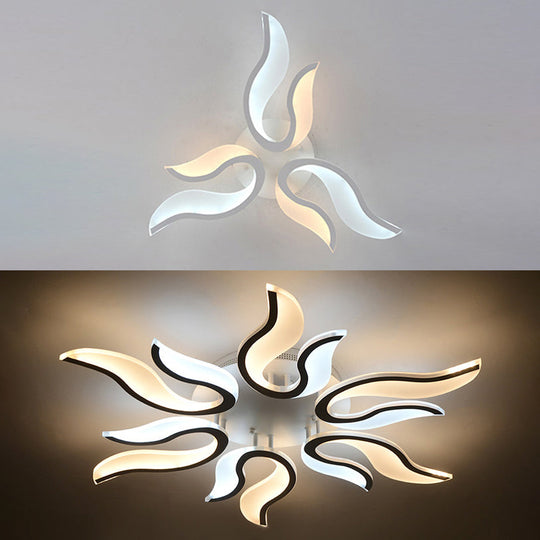 Modern Blossoming Led Flush Mount Light: 3/6/9 - Light Acrylic Ceiling Fixture - Warm/White/Natural