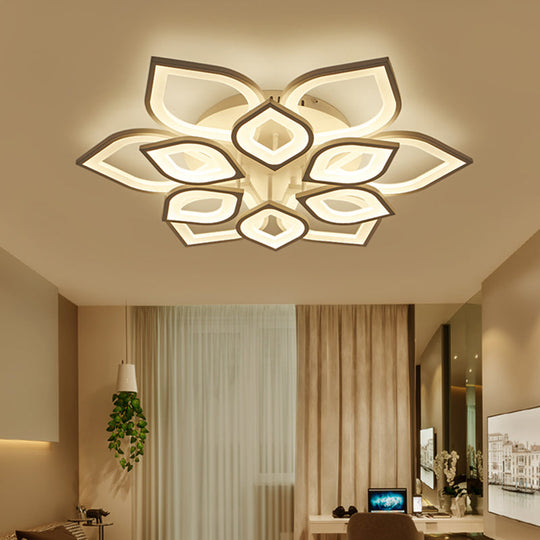 Wide Leaf Flush Ceiling Light - Simple Acrylic Led Mount Fixture In Warm/White/Natural 31.5’/39