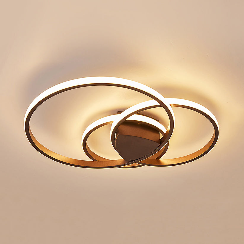 Double Ring Led Bedroom Ceiling Light In Warm/White/Natural: 3 Sizes Available Brown / 21.5 Warm