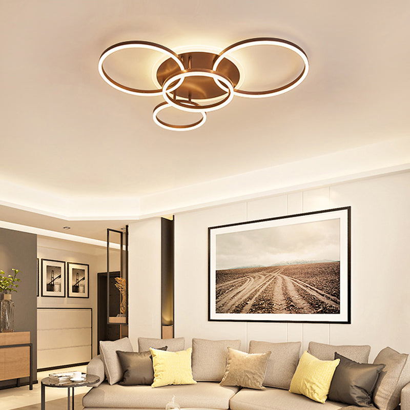 2/3/5 - Light Flush Ceiling Light With Brown Acrylic Shade - Warm/White For Living Room