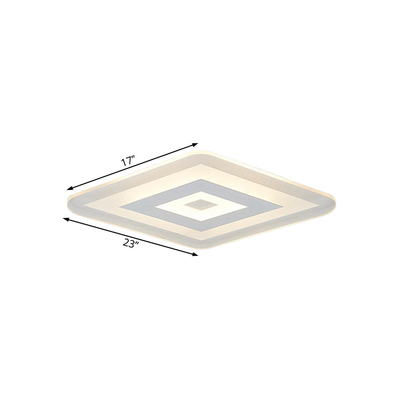 Sleek 23/31/47 Thin Acrylic Flush Mount Led Ceiling Lamp In Warm/White Light - White
