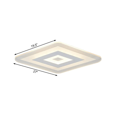 Sleek 23/31/47 Thin Acrylic Flush Mount Led Ceiling Lamp In Warm/White Light - White