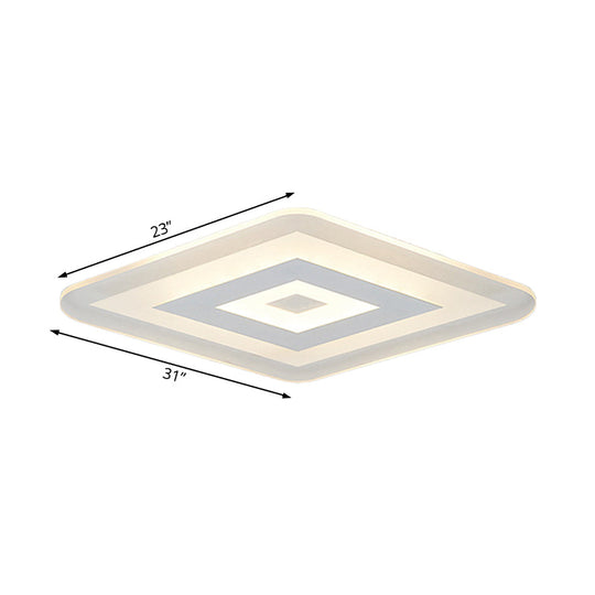 Sleek 23’/31’/47’ Thin Acrylic Flush Mount Led Ceiling Lamp In Warm/White Light - White