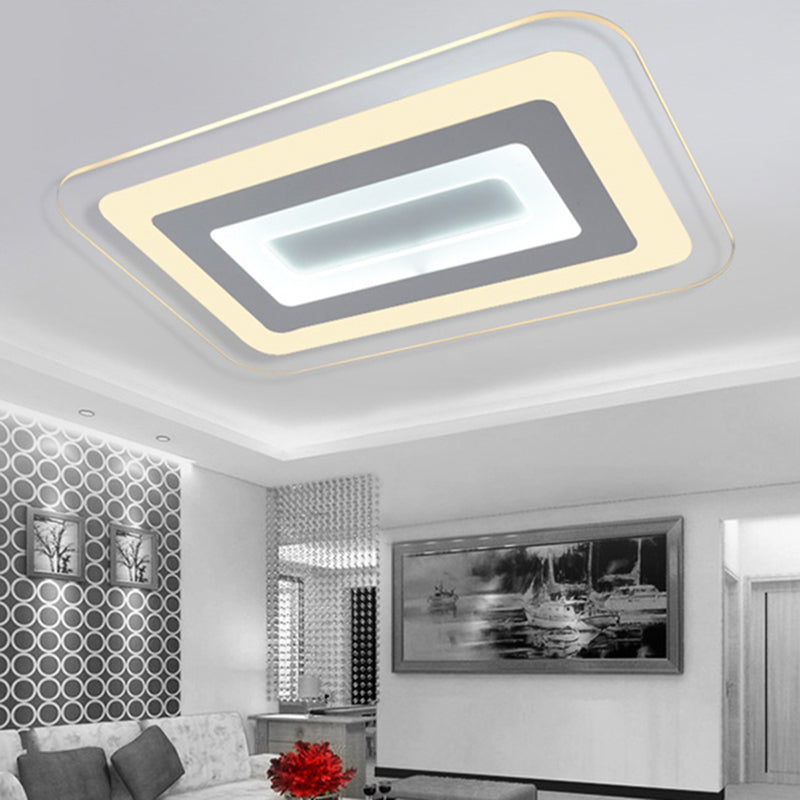 Sleek 23/31/47 Thin Acrylic Flush Mount Led Ceiling Lamp In Warm/White Light - White / 23.5 Warm