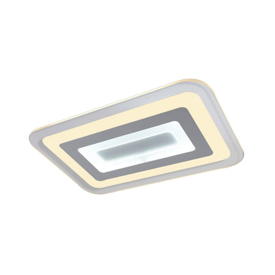 Sleek 23’/31’/47’ Thin Acrylic Flush Mount Led Ceiling Lamp In Warm/White Light - White