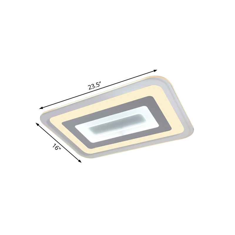 Sleek 23/31/47 Thin Acrylic Flush Mount Led Ceiling Lamp In Warm/White Light - White