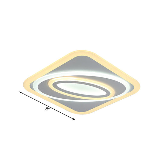 Contemporary Geometric Led Flush Mount Ceiling Light Fixture Warm/White Acrylic 8/19.5 Wide Ideal