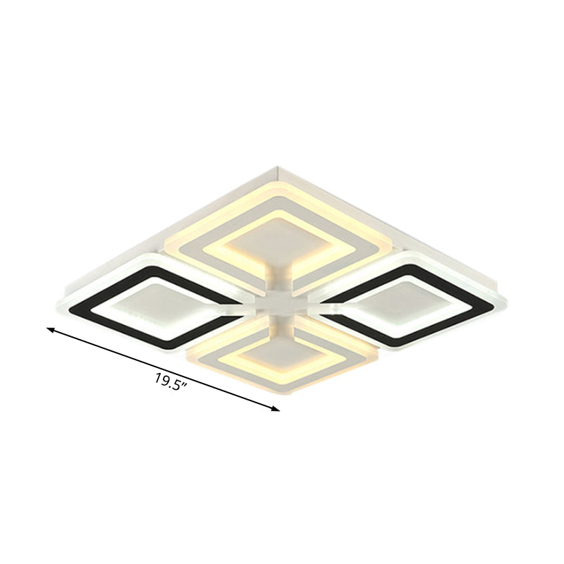 Modern Diamond Pattern Flushmount Light With Acrylic Led - Warm/White Glow Ideal For Living Room