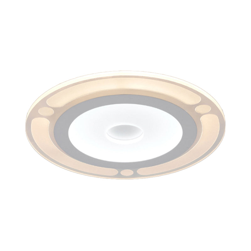 Contemporary Led Flushmount Bedroom Ceiling Light - Wide Ring Acrylic Warm/White (8/16.5/20.5)