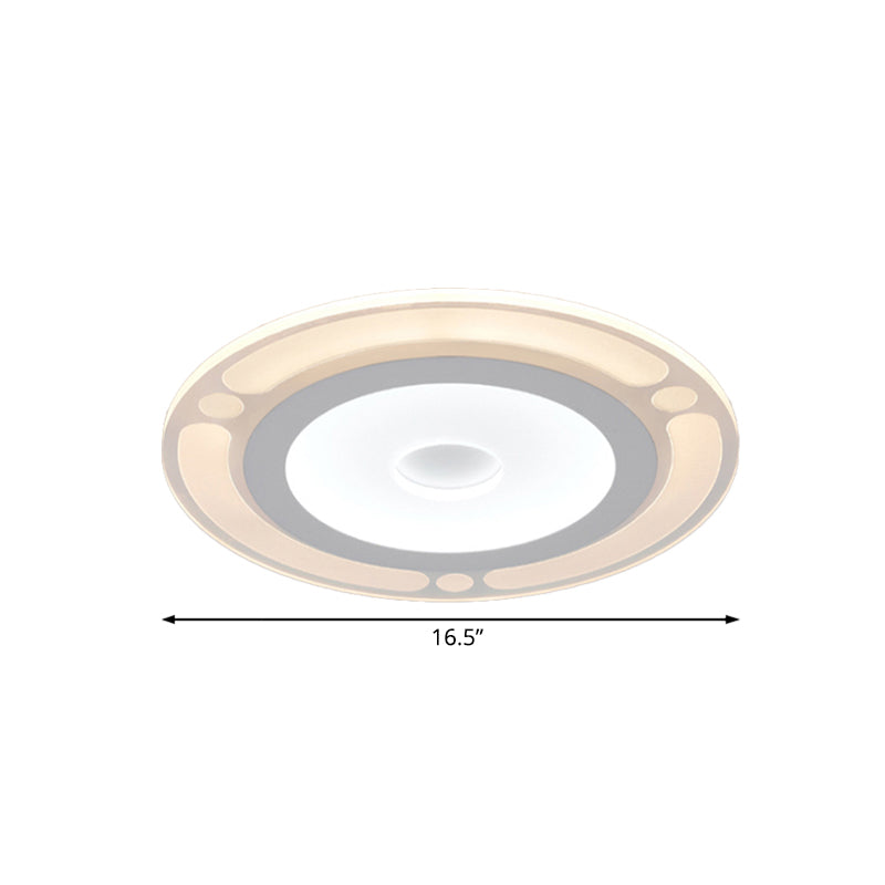 Contemporary Led Flushmount Bedroom Ceiling Light - Wide Ring Acrylic Warm/White (8/16.5/20.5)