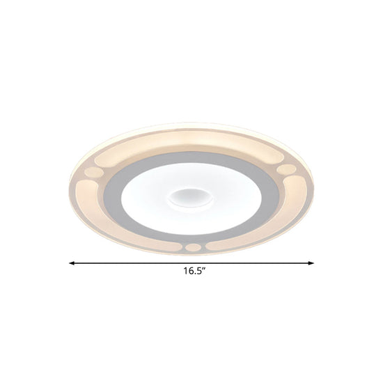Contemporary Led Flushmount Bedroom Ceiling Light - Wide Ring Acrylic Warm/White (8/16.5/20.5)