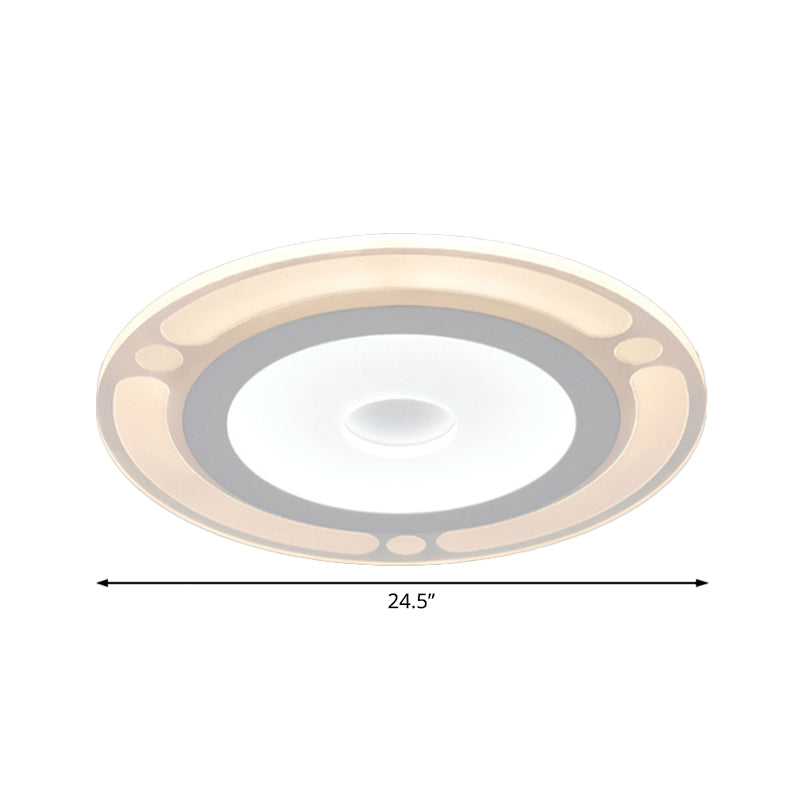 Contemporary Led Flushmount Bedroom Ceiling Light - Wide Ring Acrylic Warm/White (8’/16.5’/20.5’)