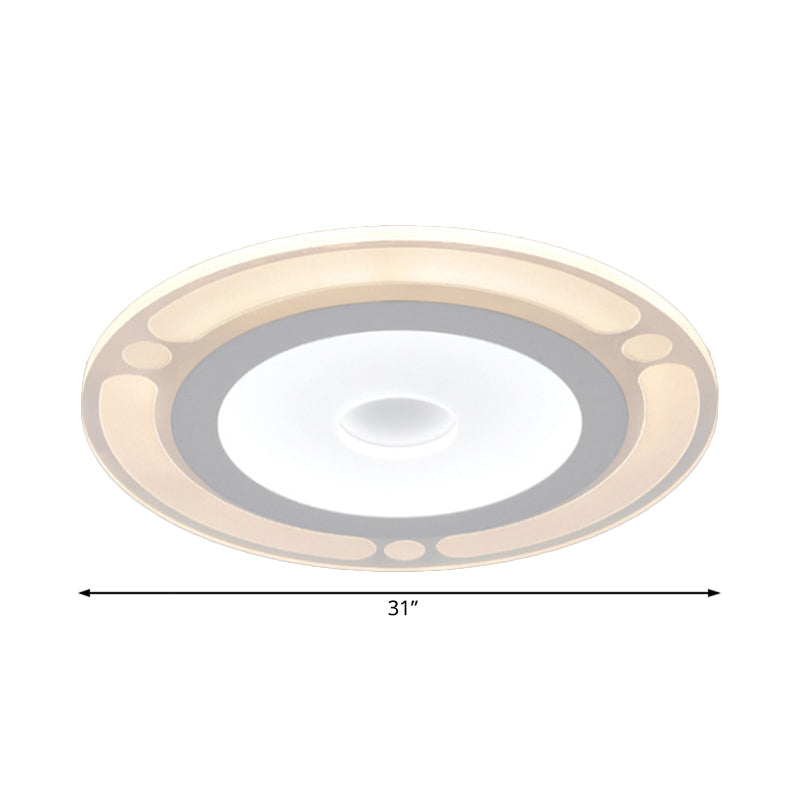 Contemporary Led Flushmount Bedroom Ceiling Light - Wide Ring Acrylic Warm/White (8’/16.5’/20.5’)