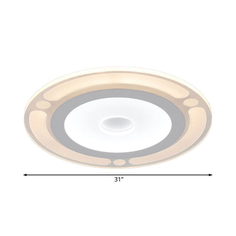 Contemporary Led Flushmount Bedroom Ceiling Light - Wide Ring Acrylic Warm/White (8/16.5/20.5)