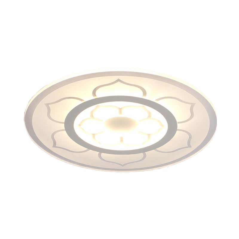 Modern Acrylic Lotus Flush Mount Lamp - Led Ceiling Light (8’/16.5’/20.5’) In Warm Or White