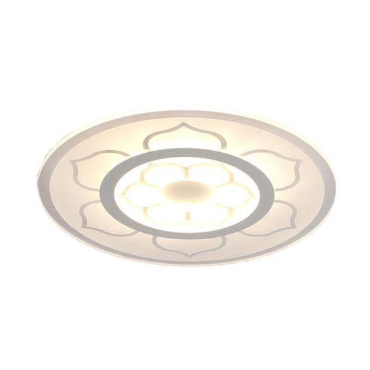 Modern Acrylic Lotus Flush Mount Lamp - Led Ceiling Light (8’/16.5’/20.5’) In Warm Or White