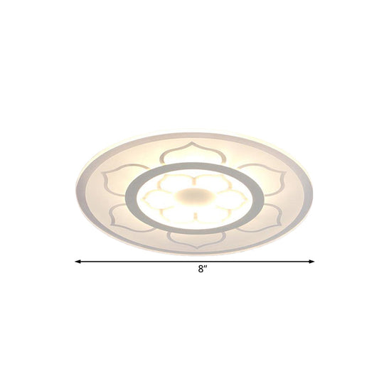 Modern Acrylic Lotus Flush Mount Lamp - Led Ceiling Light (8’/16.5’/20.5’) In Warm Or White