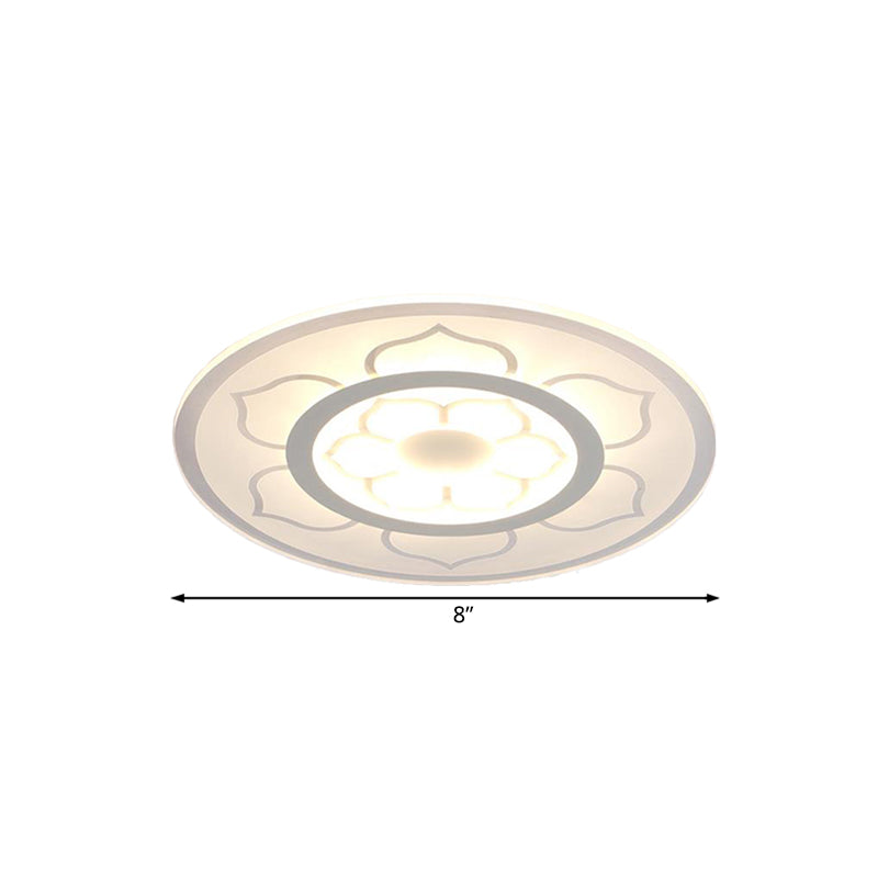 Modern Acrylic Lotus Flush Mount Lamp - Led Ceiling Light (8/16.5/20.5) In Warm Or White