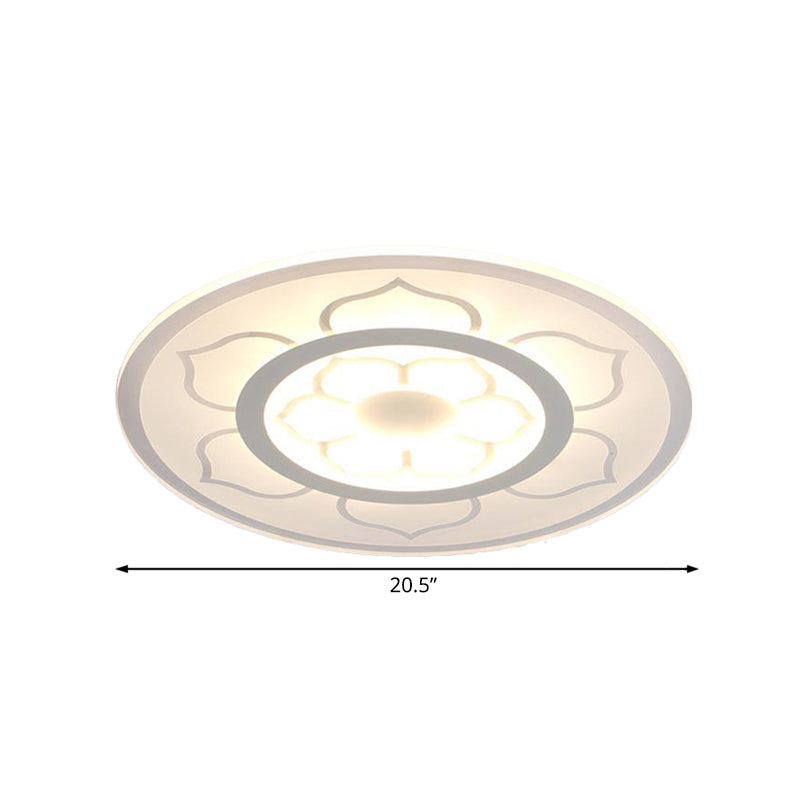 Modern Acrylic Lotus Flush Mount Lamp - Led Ceiling Light (8’/16.5’/20.5’) In Warm Or White