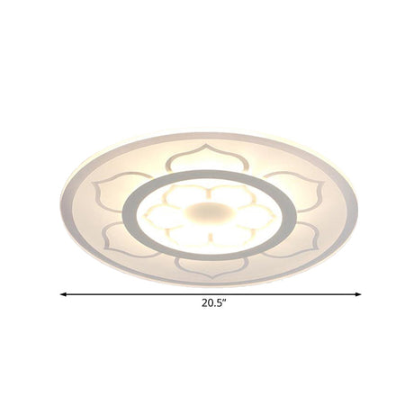 Modern Acrylic Lotus Flush Mount Lamp - Led Ceiling Light (8/16.5/20.5) In Warm Or White