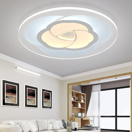 Led Flower Acrylic Flush Mount Bedroom Light With White Shade - 3 Sizes & Options
