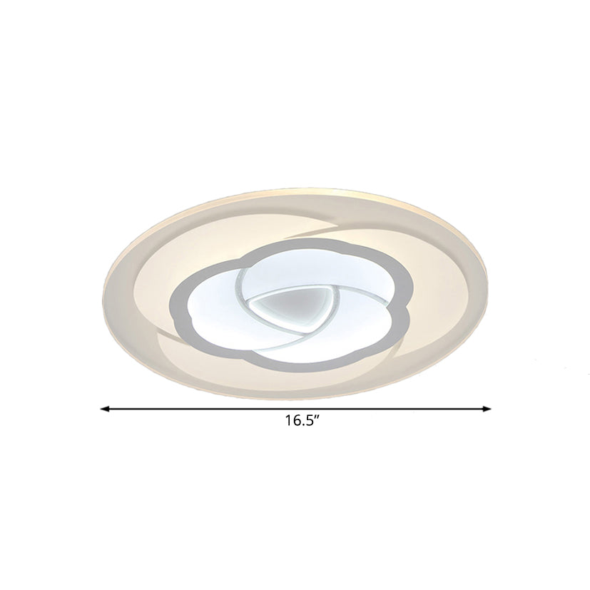 Led Flower Acrylic Flush Mount Bedroom Light With White Shade - 3 Sizes & Options