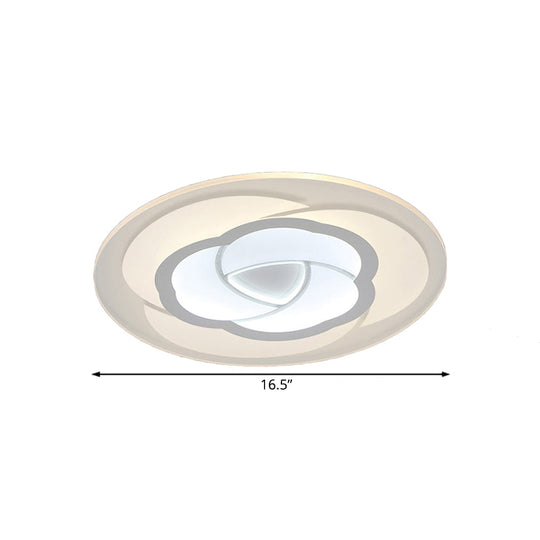 Led Flower Acrylic Flush Mount Bedroom Light With White Shade - 3 Sizes & Options