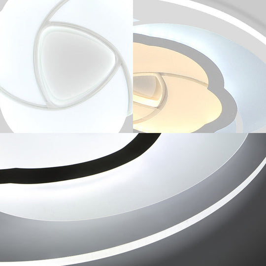 Led Flower Acrylic Flush Mount Bedroom Light With White Shade - 3 Sizes & Options